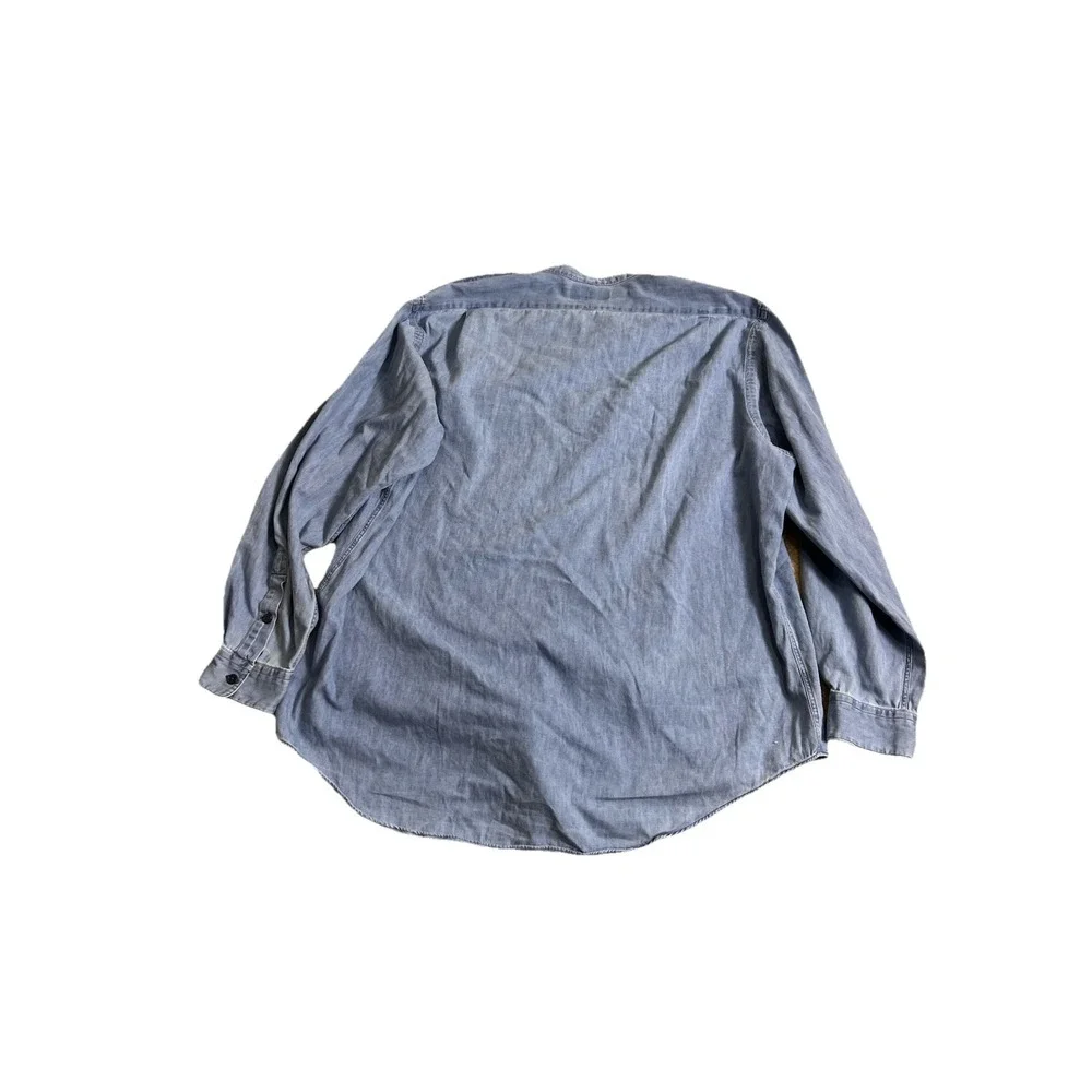 Vintage Polo Ralph‎ Lauren Shirt XL Band Collar Epaulette Work Faded Distressed
